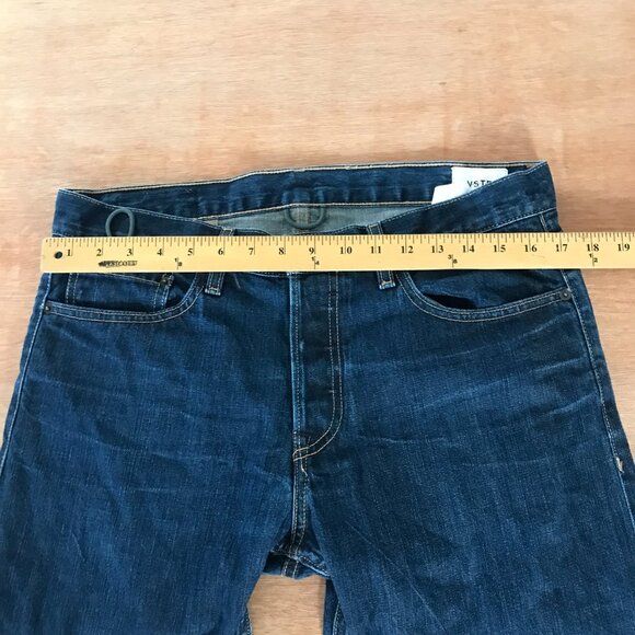 VSTR Stranger Straight Selvedge Jeans Men size 32x34 Blue Mid Rise Button Fly - Picture 9 of 16